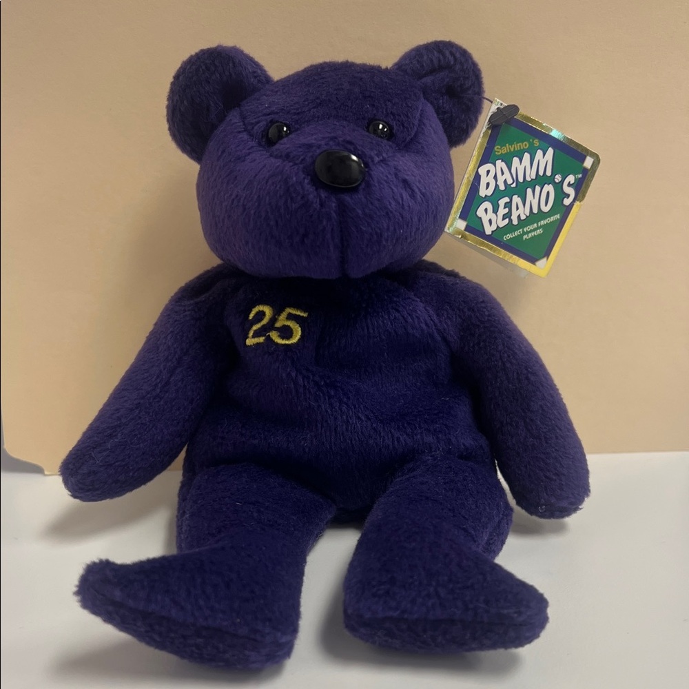 Mark McGwire #25 Bamm Beano’s Purple Plush bear 8” tall